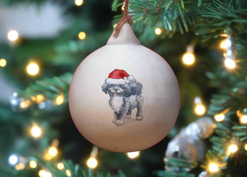 Havanese Fawn Grey & White Ceramic Bauble